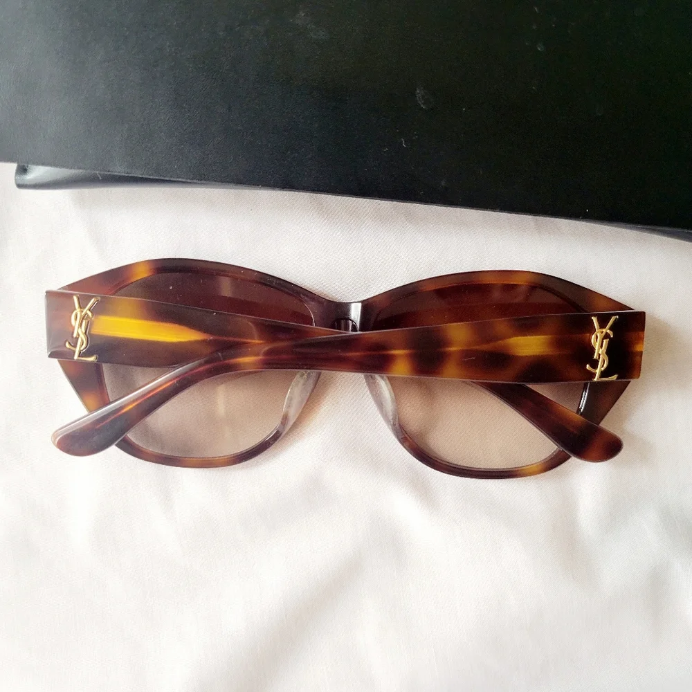 Auth Saint Laurent Brown‎ Tortoiseshell Sunglasses